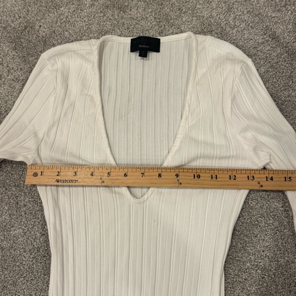 MICHAEL COSTELLO X REVOLVE Gemma Midi Dress in White Ribbed Knit Size Medium EUC - Picture 6 of 10